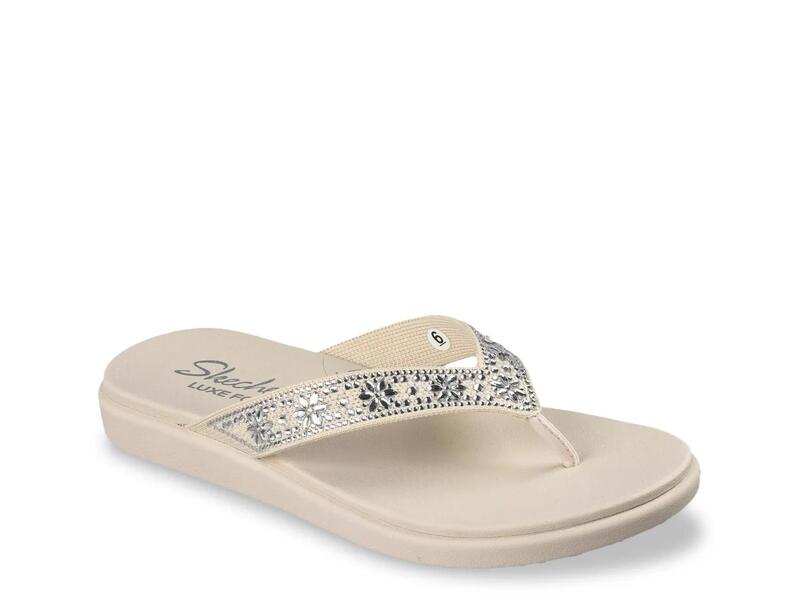 スケッチャーズ レディース シューズ サンダル SkechersMeditation Luxe Sunny Glow Flip Flop Off White オフホワイト｜ReVida 店