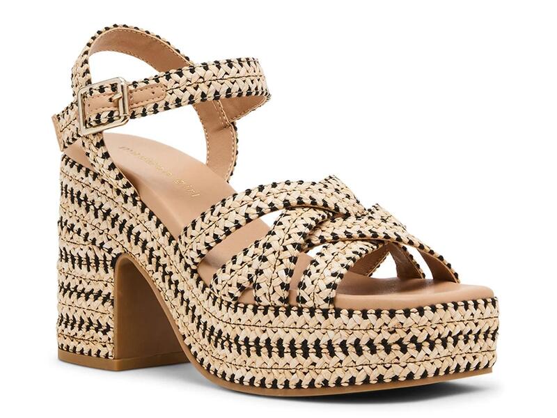 マッデンガール レディース シューズ サンダル プラットホーム Madden GirlSt. Barts Platform Sandal Black/Tan Raffia 黒いこと