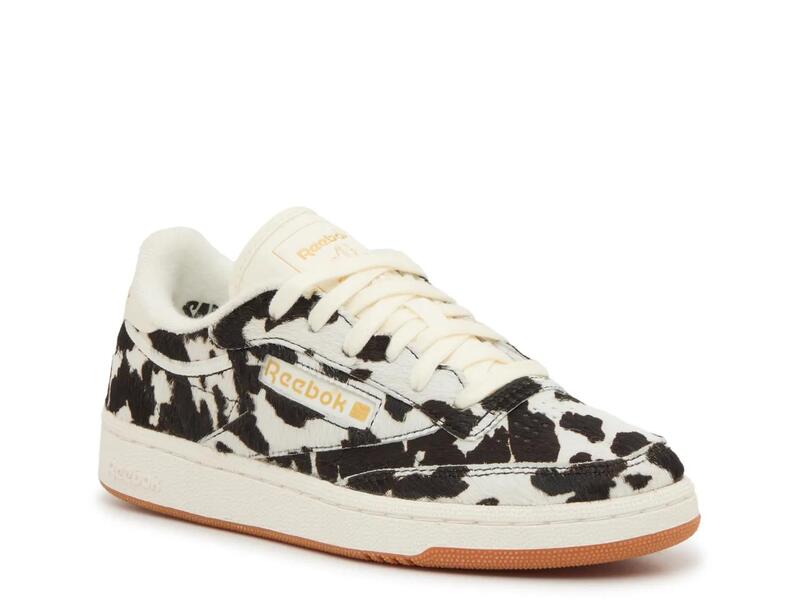 リーボック レディース シューズ スニーカー ReebokClub C Sneaker - Women\u0027s Black/White Cow Print Calf Hair Leather 白いこと