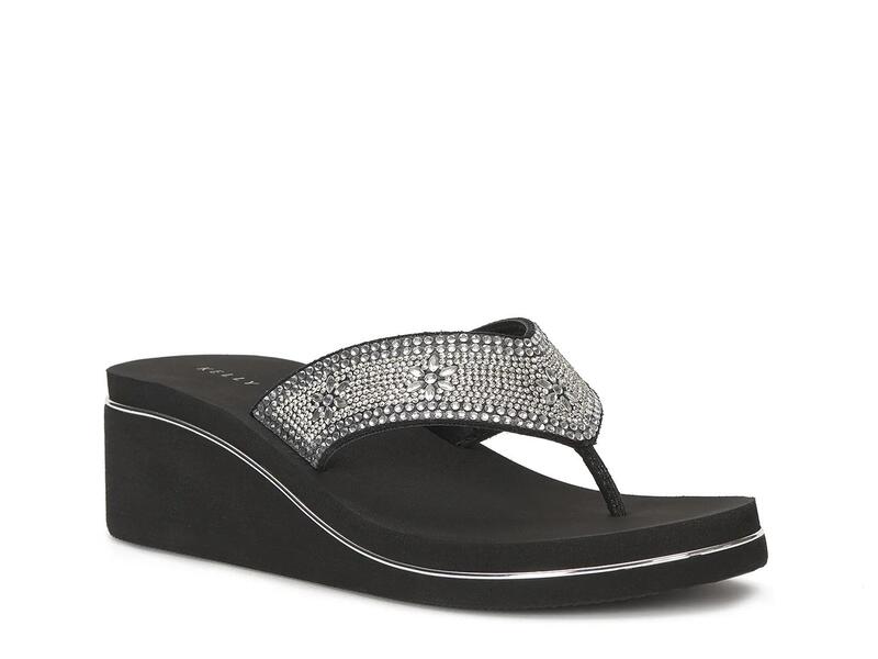 ケリー＆ケイティ レディース シューズ サンダル Kelly & KatieGaela Wedge Sandal Black/Silverhinestones ブラック
