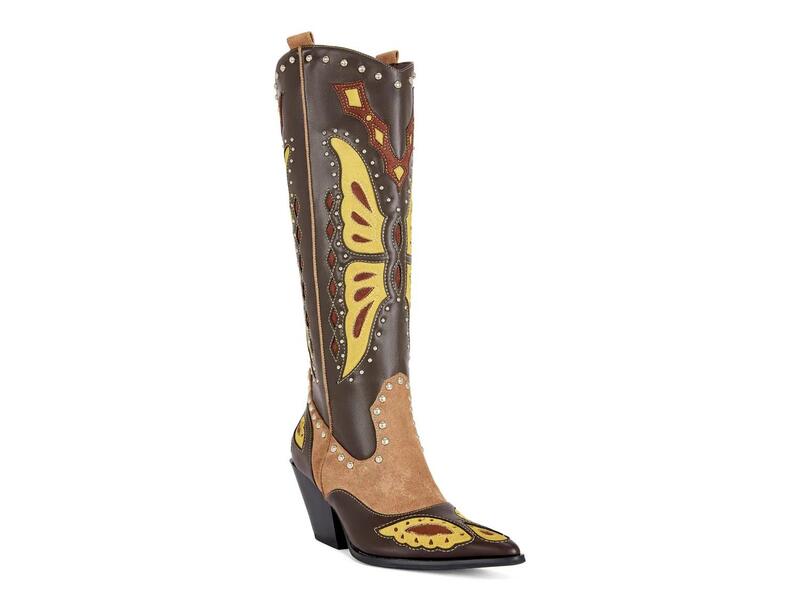 アザレア 壱 レディース シューズ ブーツ・レインブーツ Azalea WangFlutter Cowboy Boot Dark Brown/Multicolor 赤銅色 レディース靴-靴-その他