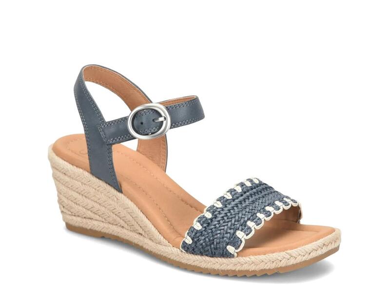 ソフト レディース シューズ サンダル SofftInez Espadrille Wedge Sandal Navy Leather ネイビー