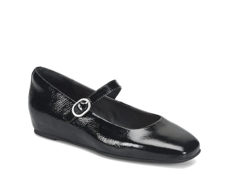 ソフト レディース シューズ パンプス SofftPalmary Jane Flat Black Patent Leather ブラック