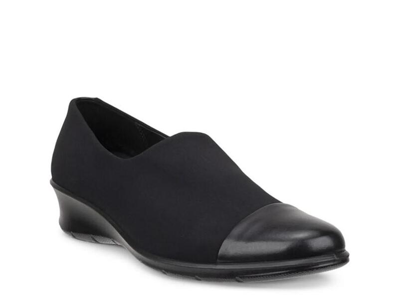 山びこ レディース シューズ スリッポン・ローファー ECCOFelicia Wedge Slip-On Black 黒いこと 靴-ローファー