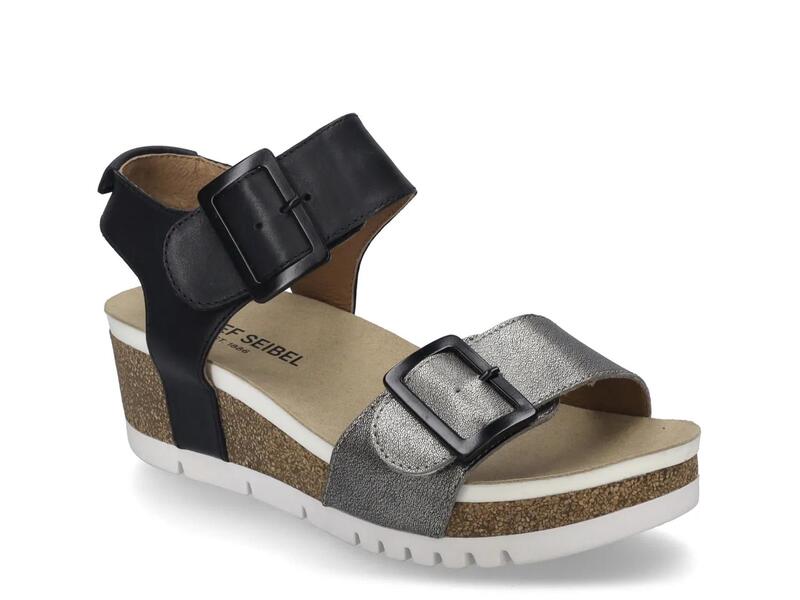 ジョセフセイベル レディース シューズ サンダル Josef SeibelQuinn 02 Wedge Sandal - Women's Black/Pewter Metallic ブラック|ReVida 店
