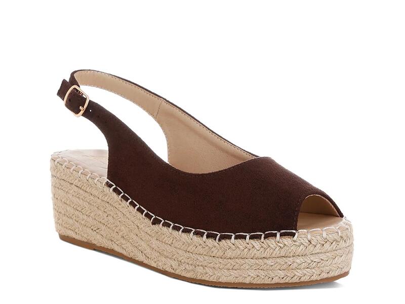 ロンドンラグ レディース シューズ サンダル London RagGeorna Espadrille Wedge Sandal Dark Brown 赤銅色