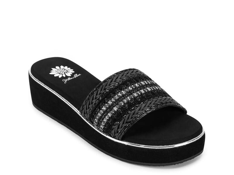 黄色ボックス席 レディース シューズ サンダル Yellow BoxGuida Wedge Sandal Black 黒いこと