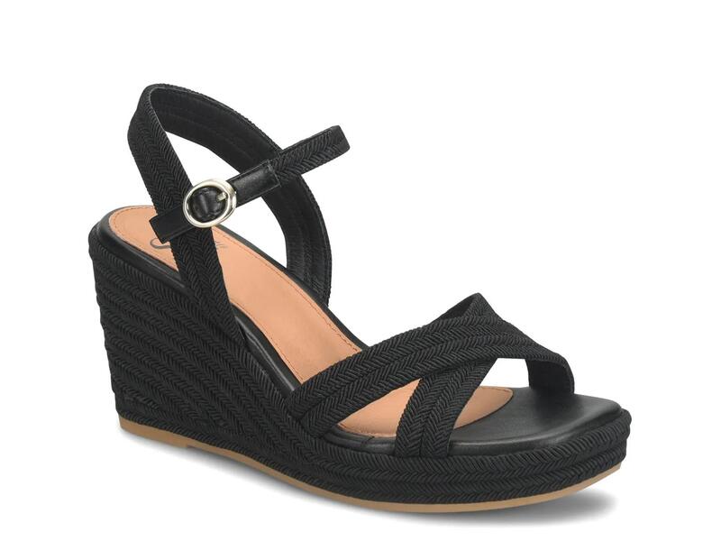 ソフト レディース シューズ サンダル SofftNewbury Wedge Sandal Black Fabric ブラック