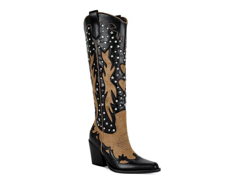 アザレア 壱 レディース シューズ ブーツ・レインブーツ Azalea WangKalpana Cowboy Boot Black/Beige 黒いこと