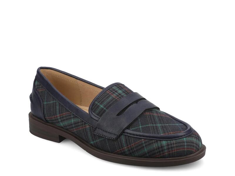 旅行 レディース シューズ スリッポン・ローファー JourneeBrooks Loafer Navy/White Plaid 白いこと