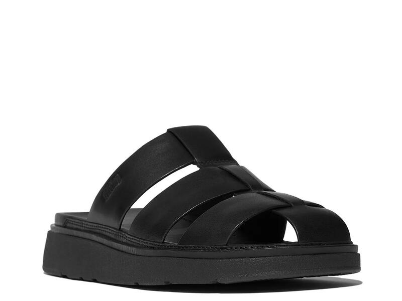 相応うフロップ メンズ シューズ サンダル FitFlopGen-FFisherman Sandal Black Leather 黒いこと