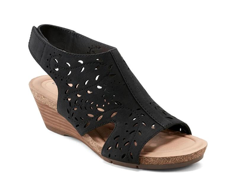 地びた レディース シューズ サンダル EarthHalin Wedge Sandal Black 黒いこと