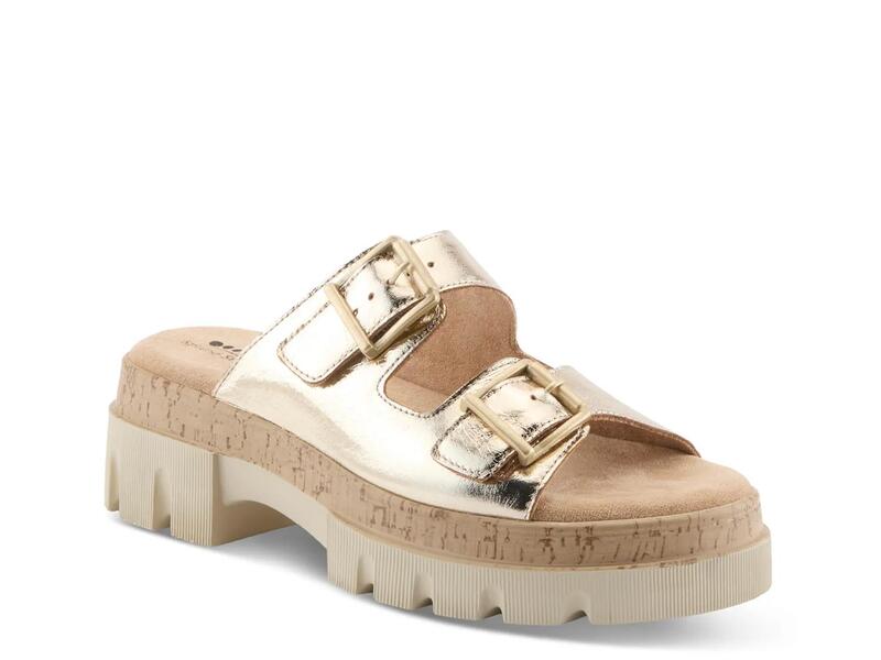三春足つき レディース シューズ サンダル プラットホーム Spring StepMarbello Platform Sandal Gold Metallic ゴールド