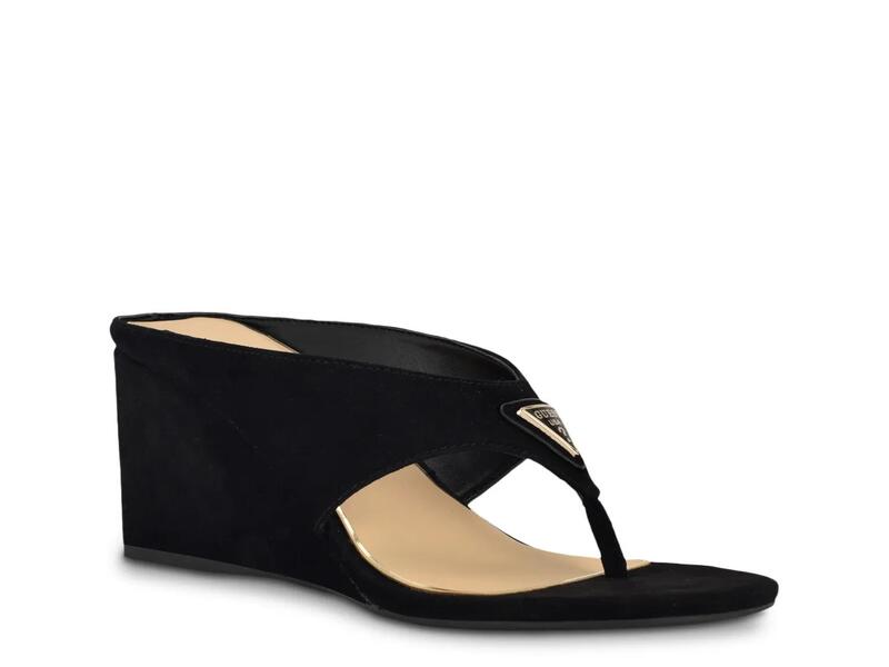 ゲス レディース シューズ サンダル GuessMarchon Wedge Sandal Black Suede ブラック｜ReVida 店