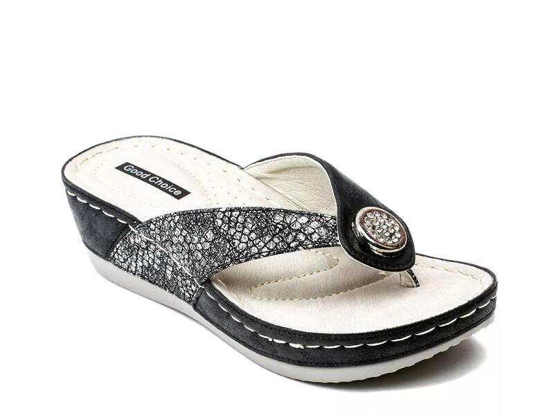 グッドチョイス レディース シューズ サンダル Good ChoiceDafni Wedge Sandal Black Snake Print ブラック｜ReVida 店