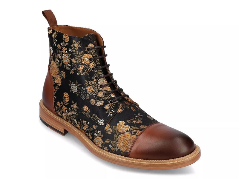 タフト メンズ シューズ ブーツ・レインブーツ 旗がしら TAFTJack Cap Toe Boot Eden Brown/Black Floral Satin/Leather 黒いこと