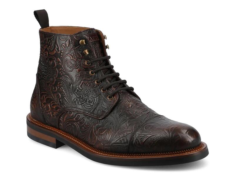 タフト メンズ シューズ ブーツ・レインブーツ TAFTRome Boot Dark Brown Floral Embossed ブラウン|ReVida 店