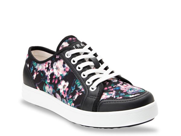 アレグリア レディース シューズ スニーカー TRAQ by Alegria Sneaq Sneaker - Women\u0027s Black/Multicolor Floral Print 黒いこと レディース靴-靴