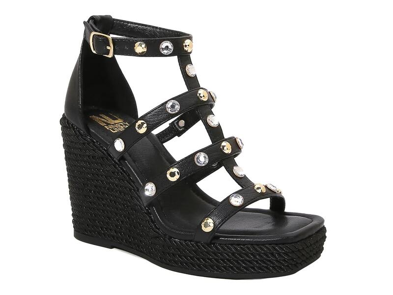 ナインティユニオン レディース シューズ サンダル Ninety UnionPanda Wedge Sandal Black Synthetic 黒いこと