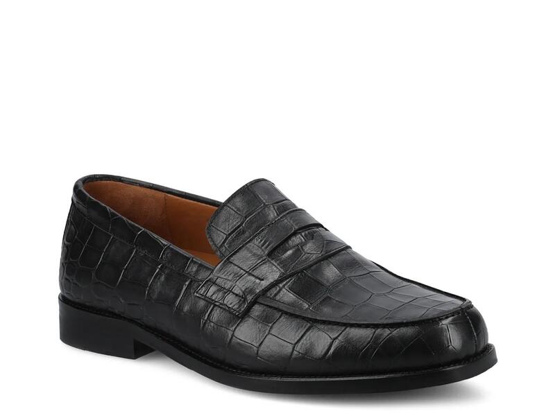 タフト メンズ シューズ スリッポン・ローファー TAFTSterling Loafer Black Croc Print Leather 黒いこと
