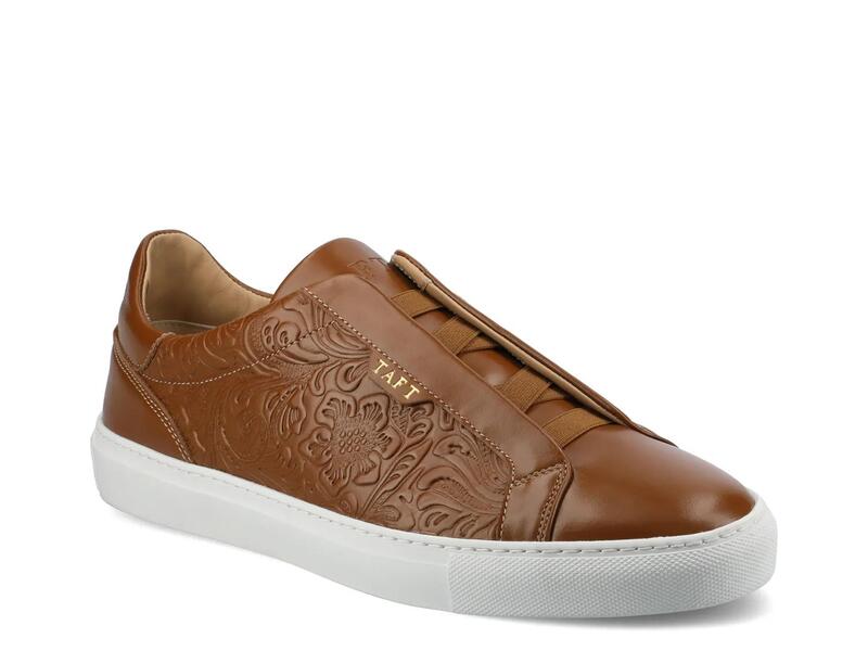 タフト メンズ シューズ スリッポン・ローファー スニーカー TAFTJameslip-on Sneaker Dark Brown Floral Embossed 赤銅色