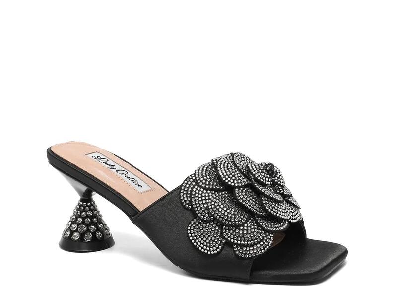 レディクチュール レディース シューズ サンダル Lady CouturePetal Sandal Black Satin 黒いこと