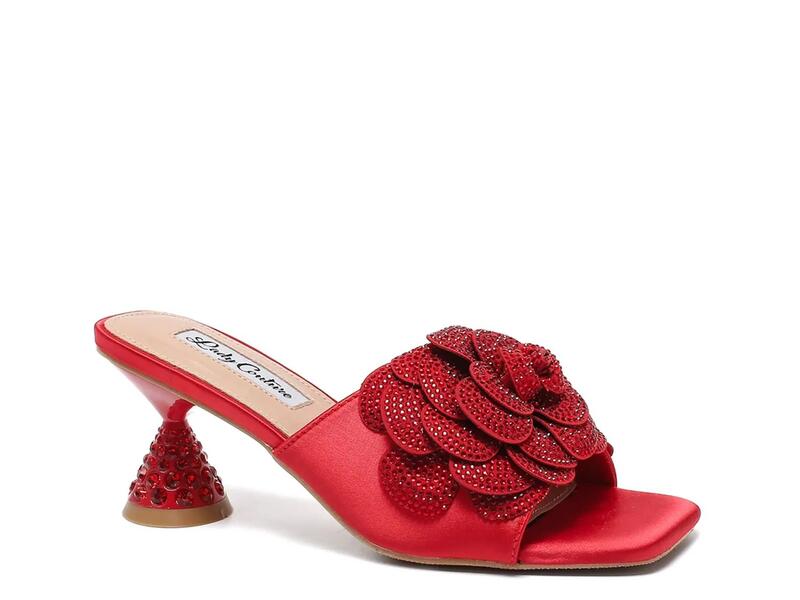 レディクチュール レディース シューズ サンダル Lady CouturePetal Sandal Red Satin 赤いこと