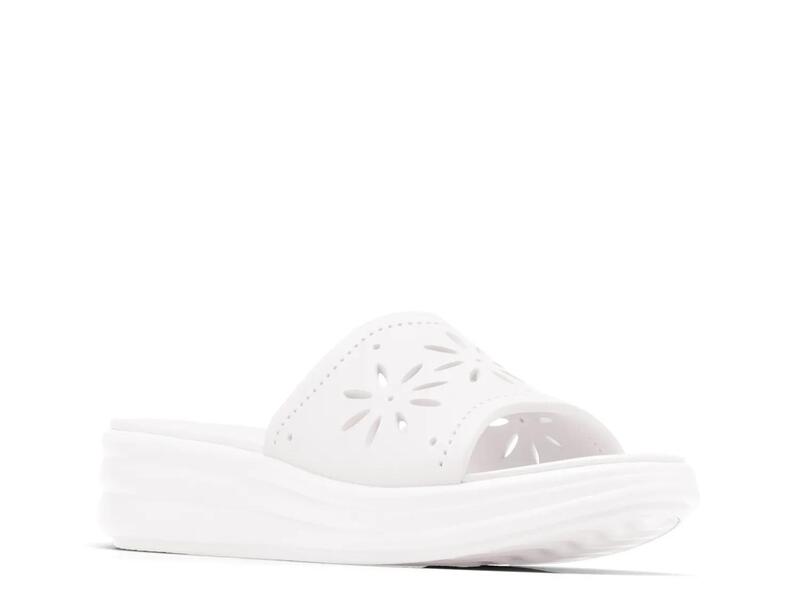 クラークス レディース シューズ サンダル フラワー柄 フラワー ClarksCloudsteppers Drift Floral Wedge Sandal White ホワイト|ReVida 店
