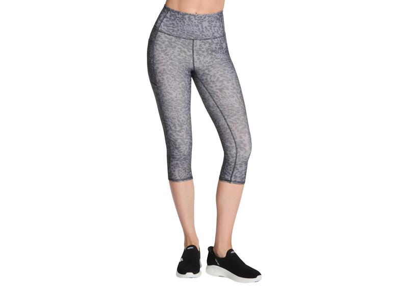 スケッチャーズ レディース シューズ スニーカー ハイウエスト プリント パンツ キャップ SkechersGo Walk Printed Women's High Waist Capri Pants Grey Floral Print グレー｜ReVida 店