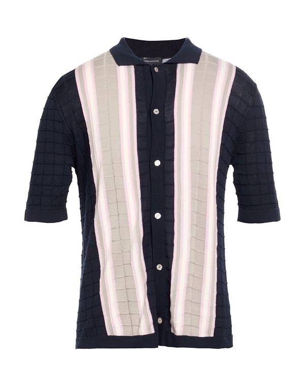 タリアトーレ メンズ トップス シャツ TAGLIATORE 柄入りシャツ Midnight Blue ブルー