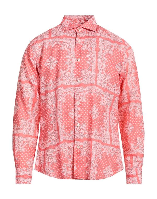 フェデーリ メンズ トップス シャツ FEDELI リネンシャツ Salmon Pink ピンク｜ReVida 店
