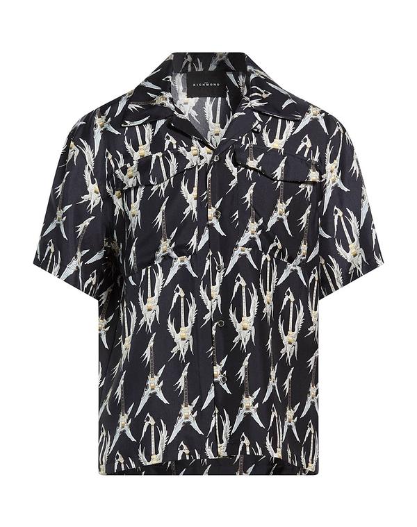 ジョン リッチモンド メンズ トップス シャツ JOHN RICHMOND 柄入りシャツ Black ブラック|ReVida 店