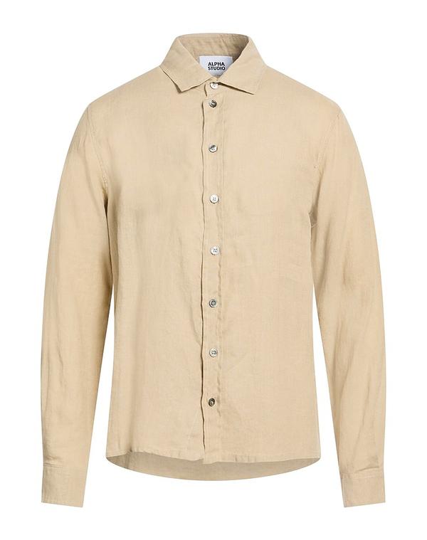 アルファス テューディオ メンズ トップス シャツ ALPHA STUDIO リネンシャツ Beige ベージュ|ReVida 店