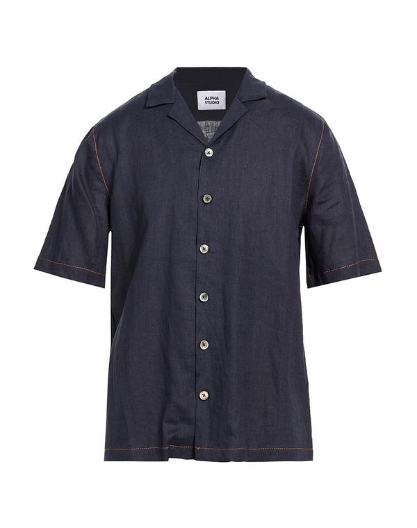 アルファス テューディオ メンズ トップス シャツ ALPHA STUDIO 無地シャツ Midnight Blue ブルー|ReVida 店