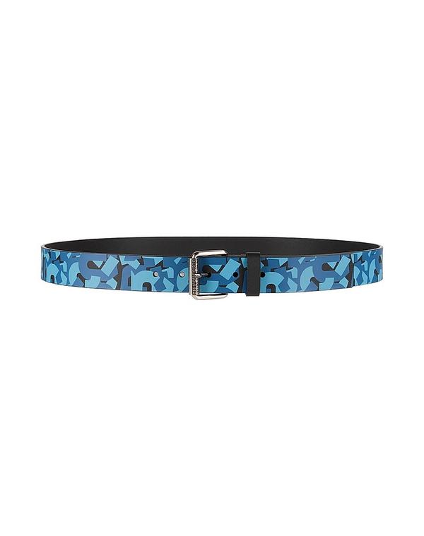 ビッケンバーグス メンズ アクセサリー ベルト BIKKEMBERGS レザーベルト Blue Gray グレー