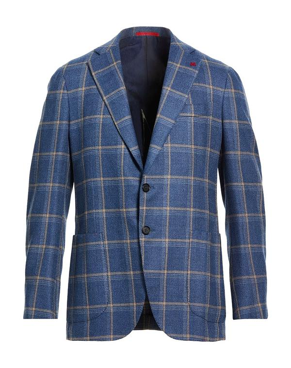 イザイア メンズ アウター 上衣・上衣 ISAIA テーラードジャケット Blue 青み