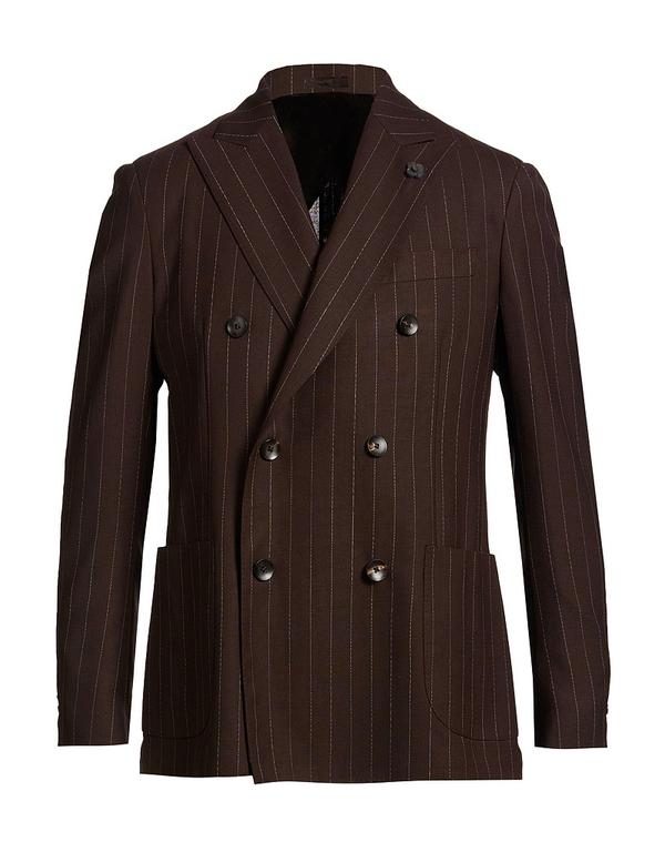 ラルディーニ メンズ アウター ジャケット・ブルゾン LARDINI テーラードジャケット Dark Brown ブラウン｜ReVida 店