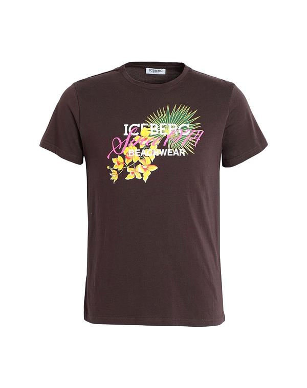 アイスバーグレタス メンズ トップス プルオーバー ICEBERG Ｔシャツ Brown 赤銅色