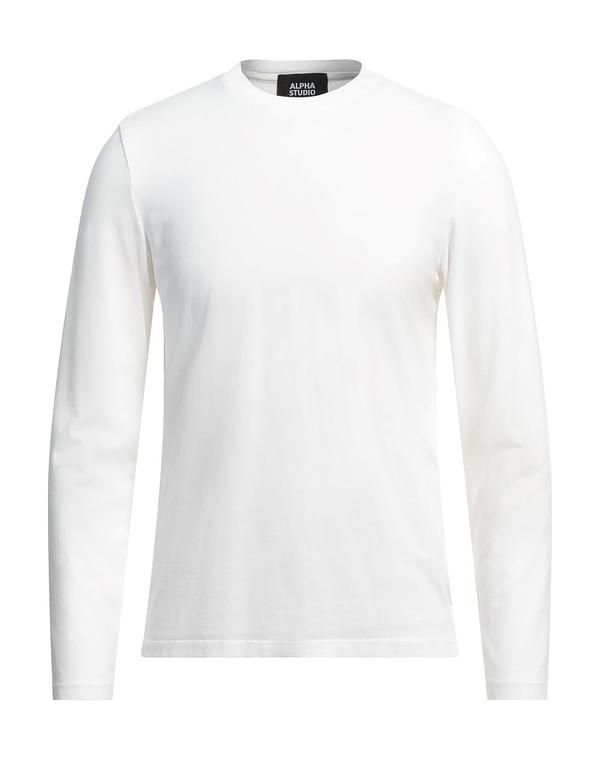 アルファス テューディオ メンズ トップス Tシャツ ALPHA STUDIO ベーシック Tシャツ White ホワイト