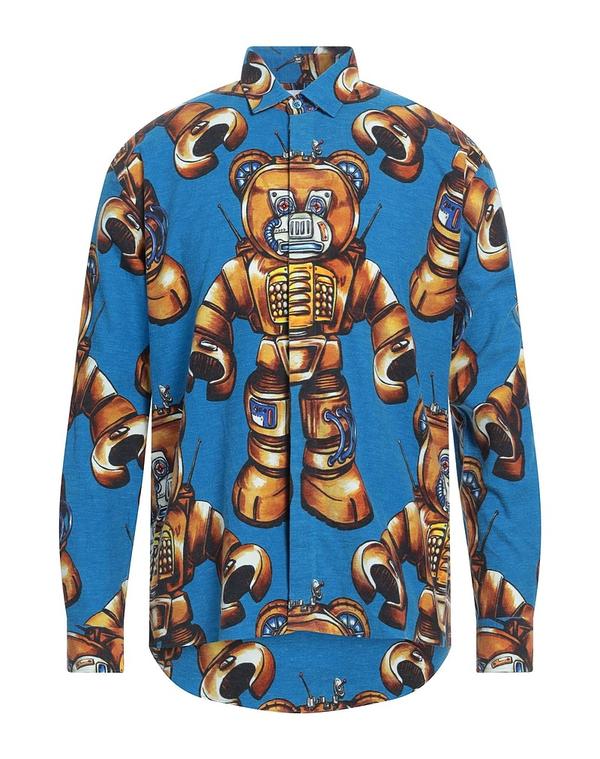 モスキーノ メンズ トップス シャツ MOSCHINO 柄入りシャツ Blue ブルー