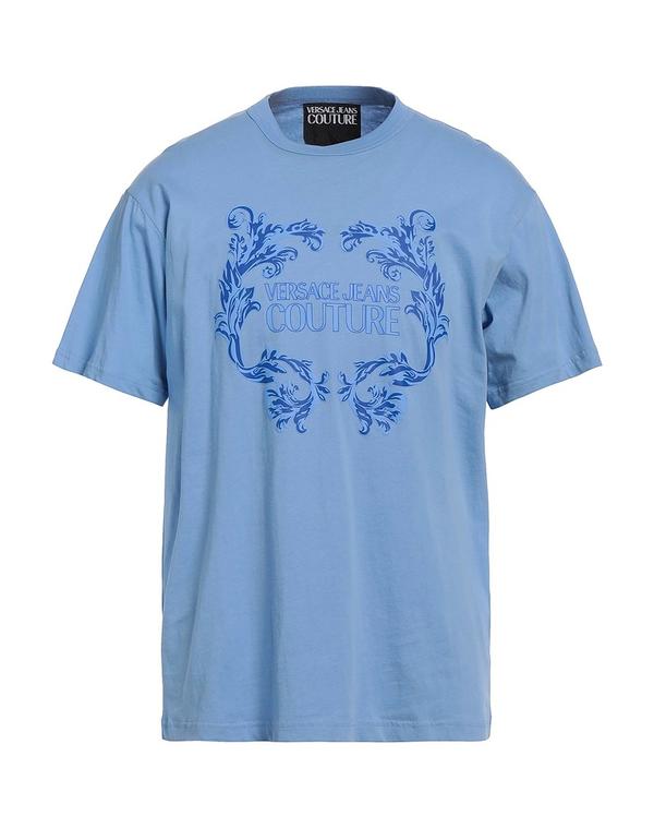 ヴェルサーチ メンズ トップス Tシャツ VERSACE JEANS COUTURE Tシャツ Light Blue ブルー|ReVida 店