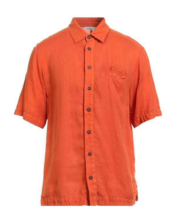 パウロペコラ メンズ トップス シャツ PAOLO PECORA リネンシャツ Orange オレンジ