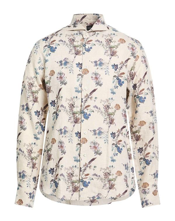 バンラック メンズ トップス シャツ VAN LAACK 柄入りシャツ Beige ベージュ