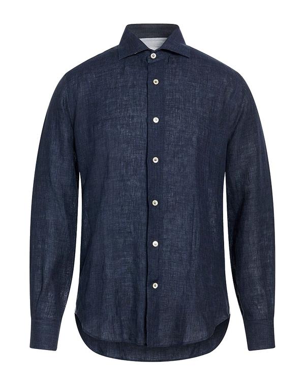 イレブンティ メンズ トップス シャツ ELEVENTY リネンシャツ Midnight Blue ブルー
