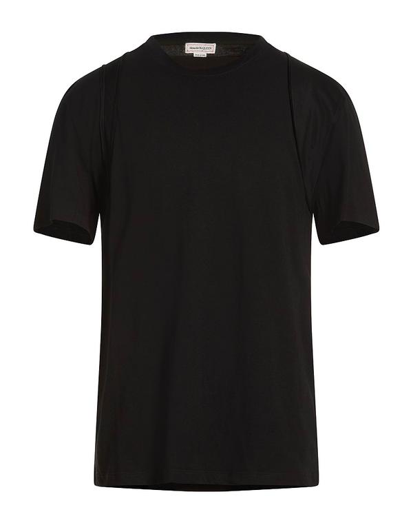 マックイーン メンズ トップス ティーシャツ MCQUEEN 第一義的 ティーシャツ Black 黒いこと Tシャツ・カットソー-トップス-メンズファッション