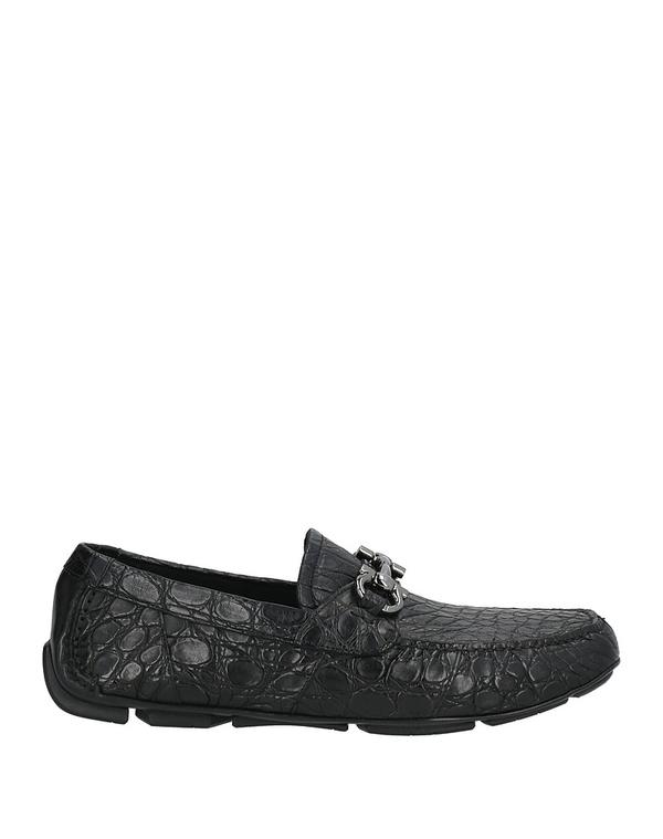 フェラガモ メンズ シューズ スリッポン・ローファー FERRAGAMO モカシン Black 黒いこと