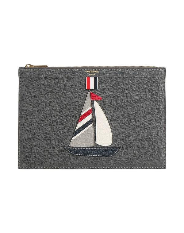 トム赤銅色 メンズ 御徒面子 THOM BROWNE ハンドバック Gray 薄墨色
