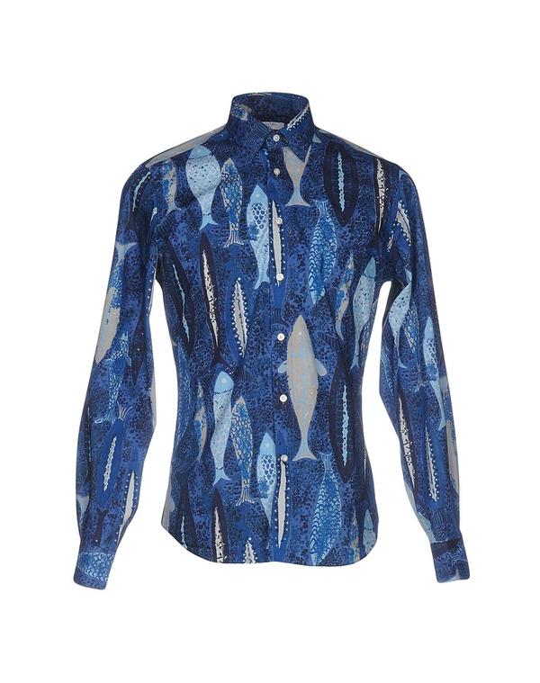 ボリオリ メンズ トップス シャツ BOGLIOLI 柄入りシャツ Blue ブルー|ReVida 店