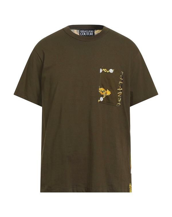 ヴェルサーチ メンズ トップス ティーシャツ VERSACE JEANS COUTURE Military Green 緑であること Tシャツ・カットソー-トップス-メンズファッション