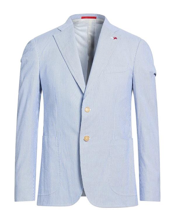 イザイア メンズ アウター 上衣・上衣 ISAIA テーラードジャケット Azure Blue 青色